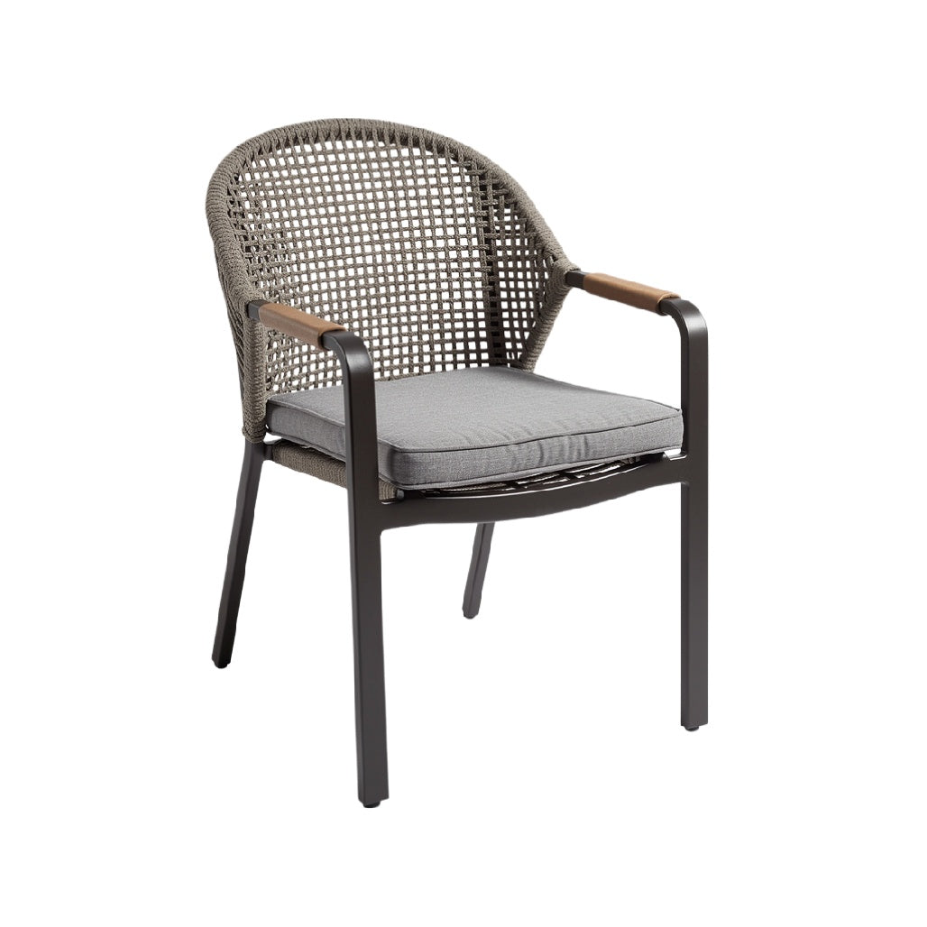 Modern Woven Patio Chair with Cushion and Aluminum Frame