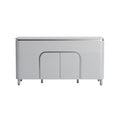 Modern Minimalist Grey Sideboard with Stainless Steel Accents
