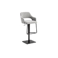 Contemporary Gray Upholstered Bar Stool with Metal Base and Footrest