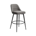 Modern Gray Upholstered Barstool with Metal Frame and Footrest